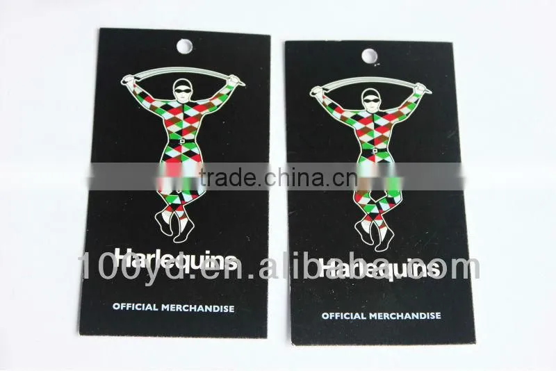 Custom packaging foil-edged hangtags recycled paper jeans hang tag designs