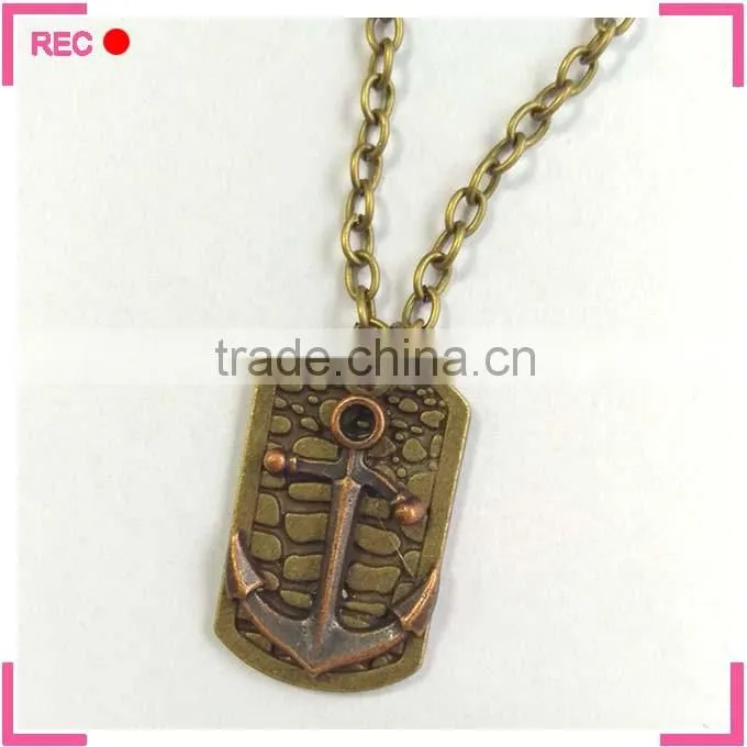 Dog tag necklace for party, antique copper fashion teen necklace jewelry
