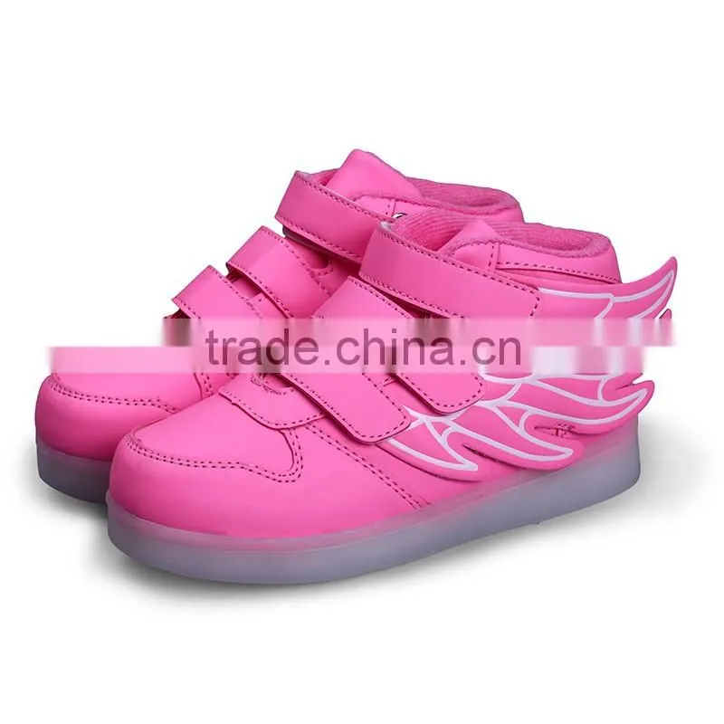 China 8 years factory led light up kids shoes led sneakers for kids wing shoes for boys girls promotion