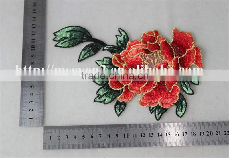 hot sales large sew on patches embroidery christmas patch rose pattern for dress