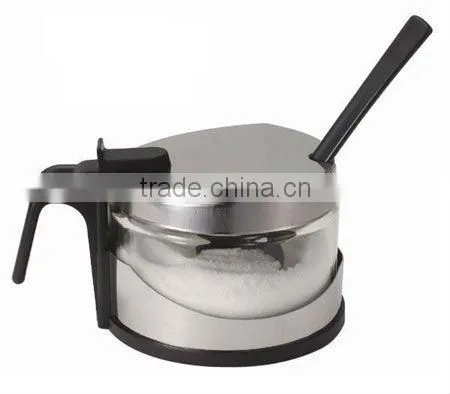 high clear glass sugar pot with lid spoon