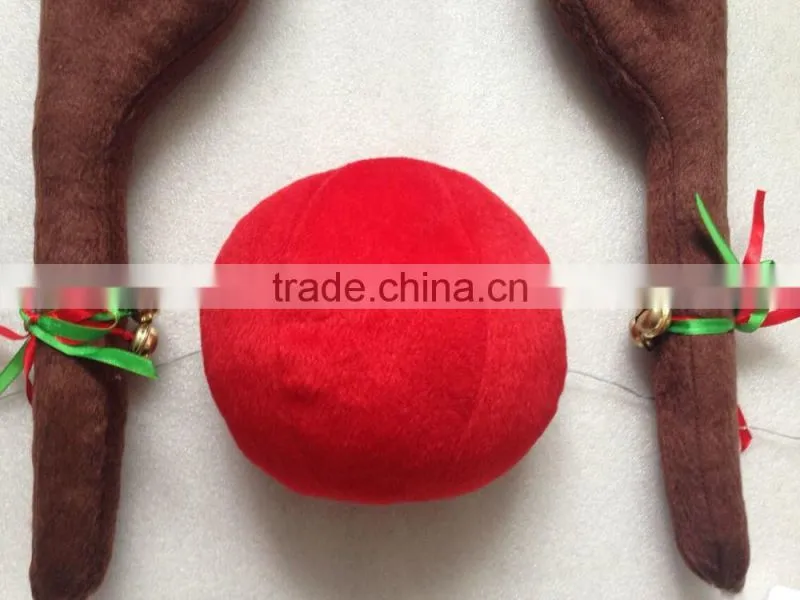 Plush Rudolf The Reindeer Antlers and Red Nose Car Set