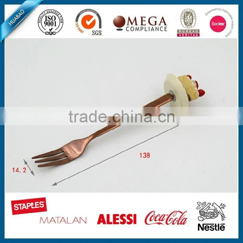 Dessert Spoon and Fork Set, Stainless Steel Flatware Set with Cute polyresin Handle, reindeer cutlery set with golden handle