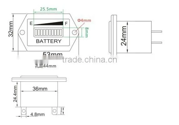 12v/24v universal rhombic battery discharge indicator