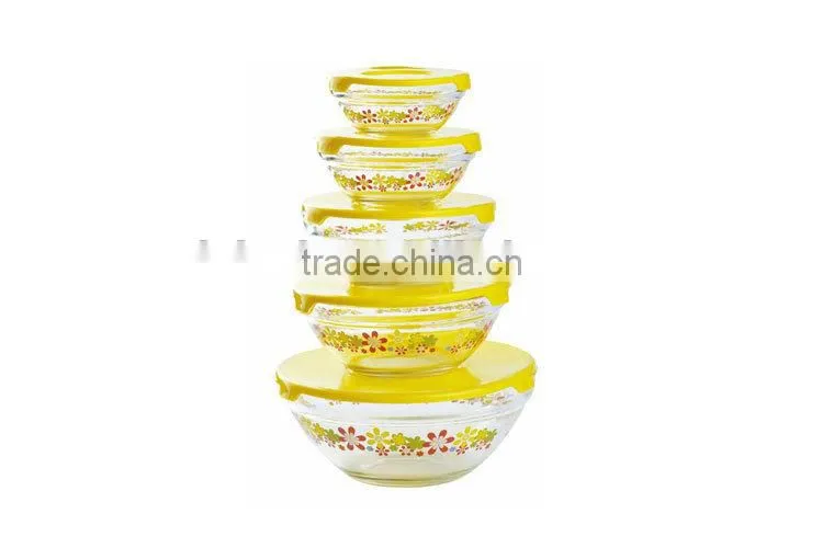 wholesale cheap daily use salad bowl 5 pieces glass bowl set