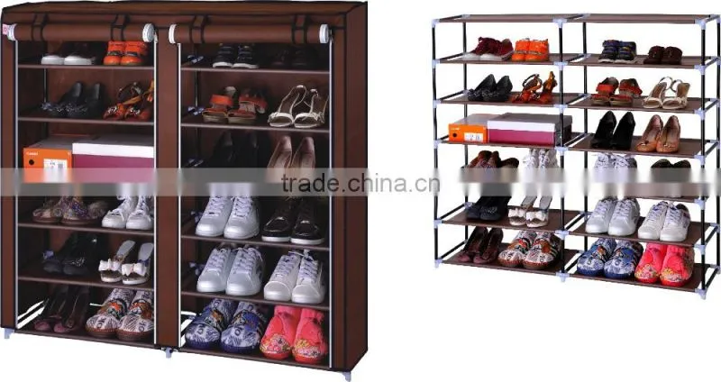 Store More Modern Double Door 6 Tiers Shoe Rack with Dustproof Cover