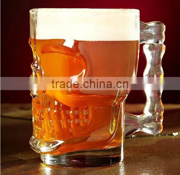 High Clear skull glass mug skull beer stein