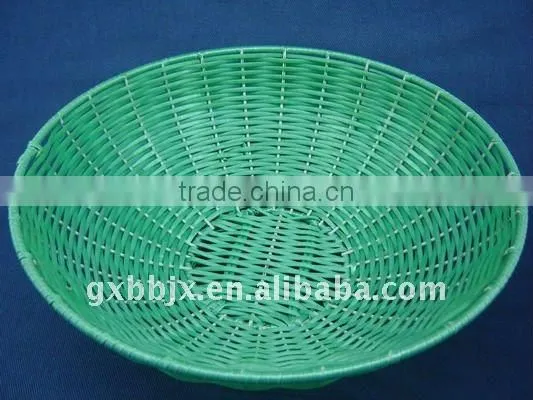 Brown/cyan plastic rope weaving and iron frame storage tray