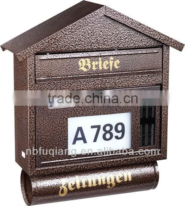 FQ-176 Metal Wall Mounted Mailbox,stainless steel mailbox,American mailbox,four colors available