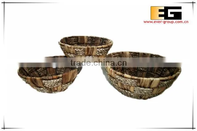 Round natural waterhyacinth and grass tray