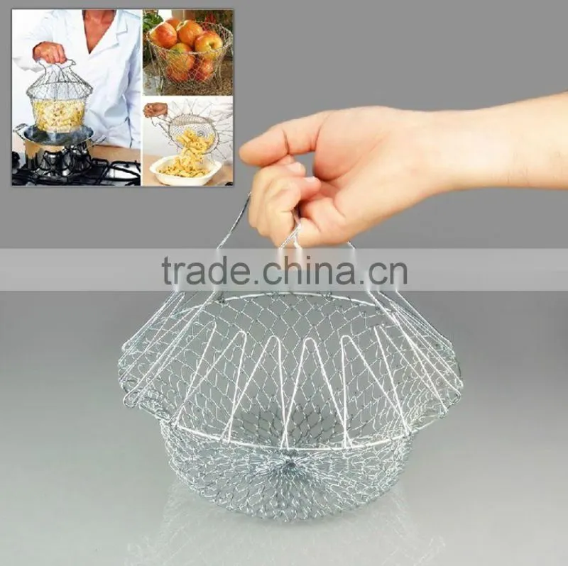 Metal Wire Strainer Mesh Collapsible Egg Basket Farm Canning Multi Purpose