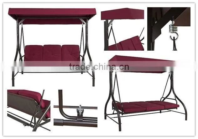 Customized Colors 3 Seats Red Swing Chair with cushion