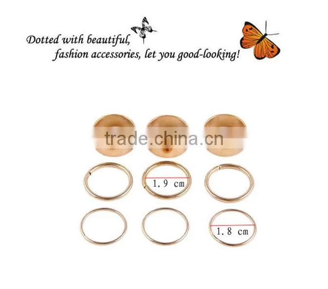 2015 New fashion jewelry gold finger ring set midi ring set