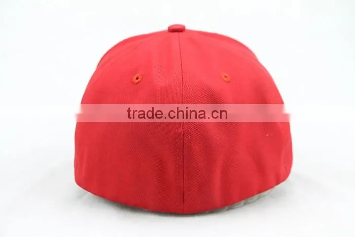 Red cotton 6 panel unisex custom fitted flex fit/flexfit baseball caps and hats embroidered
