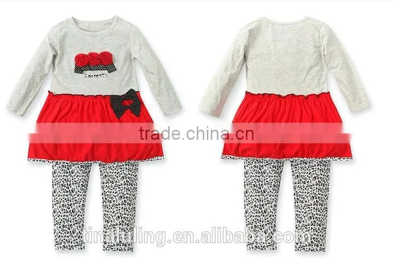 2015 new christmas holiday clothing sets kids Christmas girls outfits children clothing
