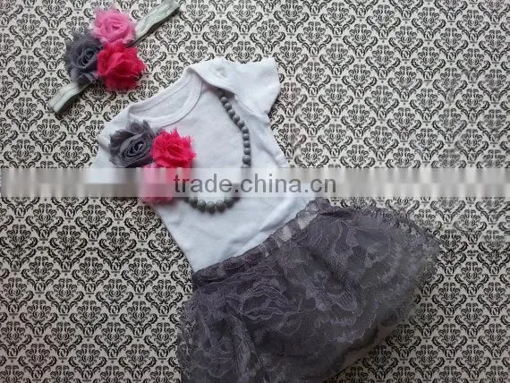 WHOLESALE SUMMER 100%COTTON SHORT SLEEVED BABY ROMPER,MESH TUTU SKIRT AND HEADBAND THREE-PIECE SET FOR BABY GIRLS
