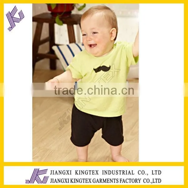 Durable printing lovely design t shirt, child clothing set,moustache 2 pcs set t shirt