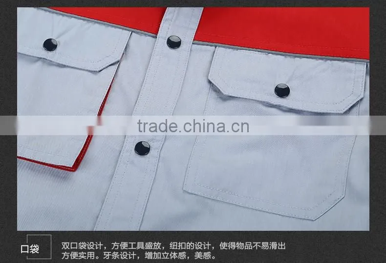 Juqian mens working coverall workwear Cotton short sleeve summer Industrial safey work uniforms