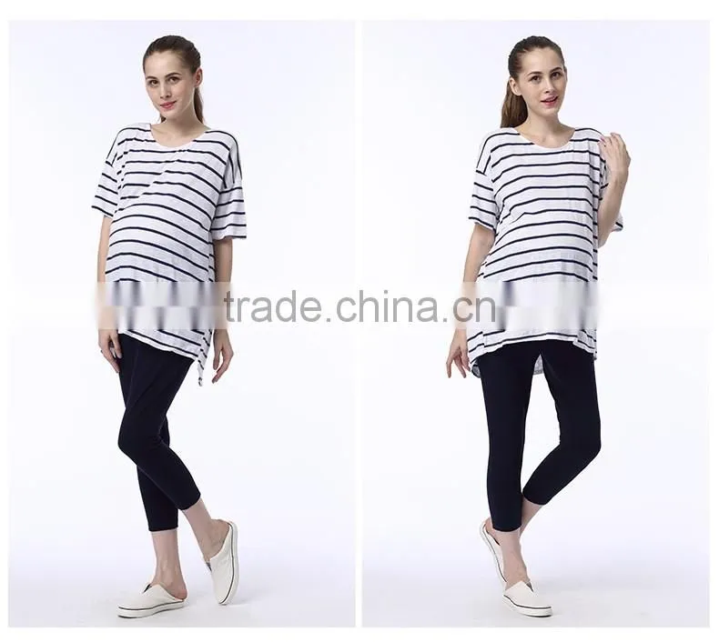 ladies oem service striped simple short sleeve Maternity T shirt Clothing