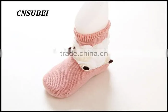 3D animal cartoon design non-slip new born baby fashion soft socks for infant