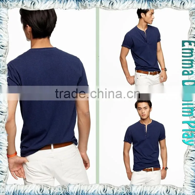 2017 Customized Designer Mens Navy Button Placket Collar T-Shirts