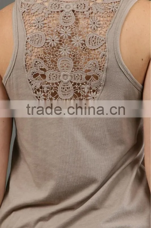 Ladies Solid Tank Top in Taupe