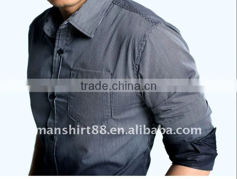 2016 latest omber stripes 100% cotton slim fit casual shirt for men