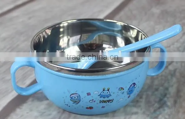 Stainless Steel Baby Rice Bowl with Spoon Set for Promotion