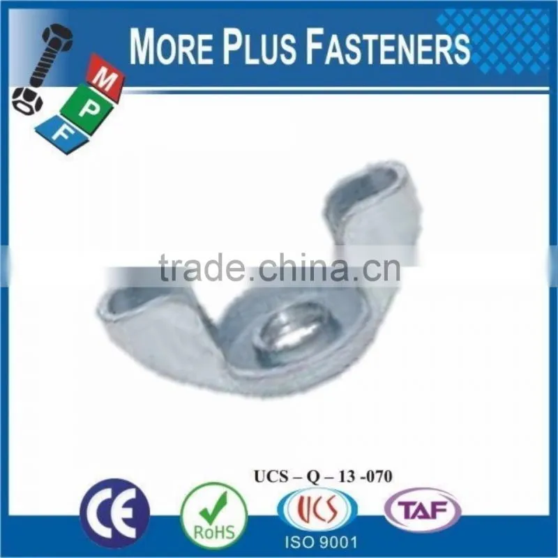 Made in Taiwan Brass Plated Stainless Steel Coarse Thread Zinc Plated Stamped Wing Nut