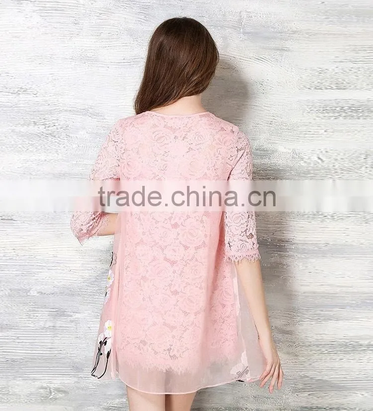 Fashion Women Organza Floral Embroidered Lace Prom Dress Ladies Sexy Printed Mini Dress