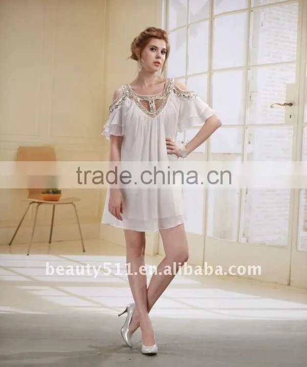 Astergarden New Design Emma Roberts Style Beaded Black Chiffon Party Dress AS032-6
