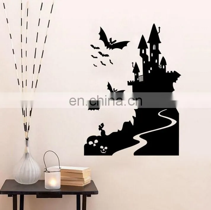 Halloween Theme Castle and Bat Window/Wall Sticker Halloween Decoration Home Decoration