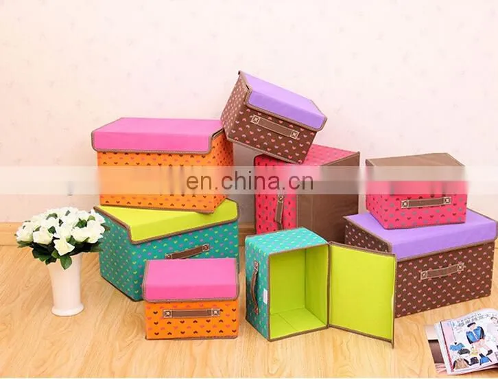 Hot sale Hear Parted Printed Foldable Non-woven Sundreis Organizer Storage Box