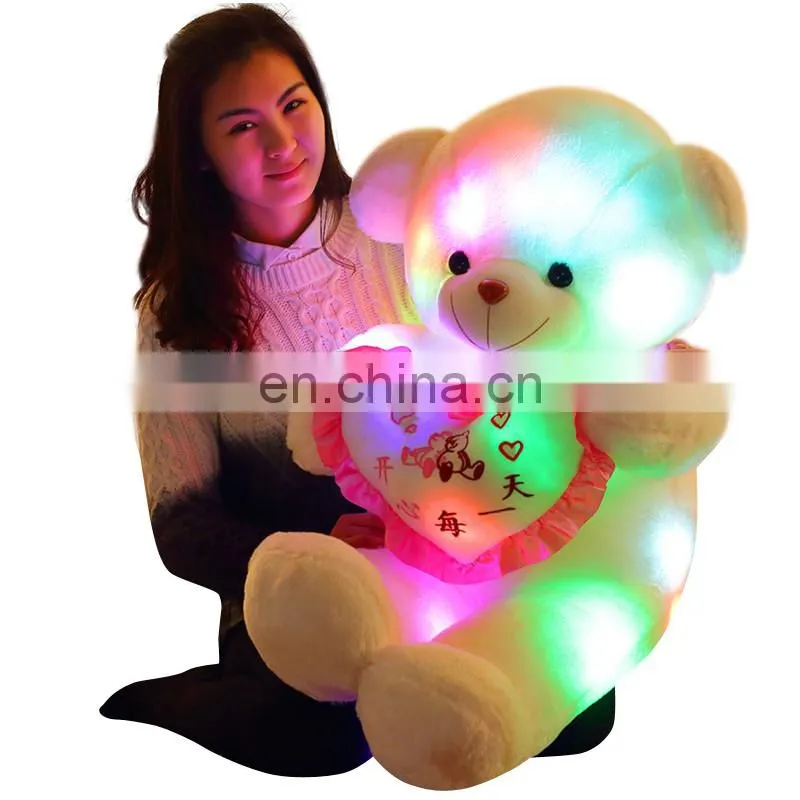 Wholesale Four Colors 30cm,50cm,80cm Teddy Bear Stuffed Plush Shining LED Light Up Lighting electronic Soft Toys