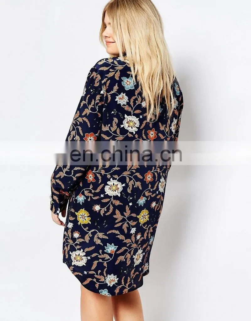 Plus size women clothing printing latest dress designs photos new model casual dresses