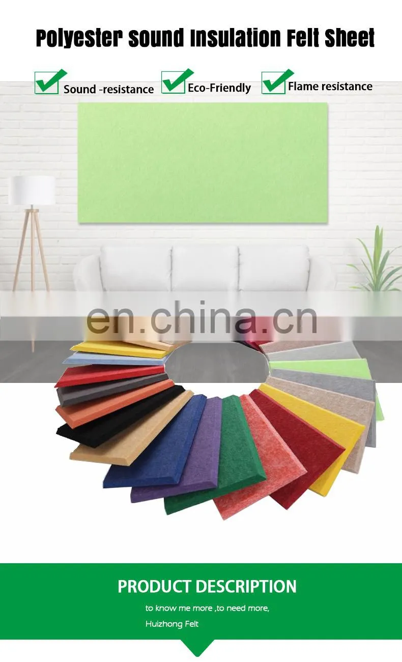 Wholesale 9mm 10mm polyester felt soundproof 3d acoustic diffuser wall panel