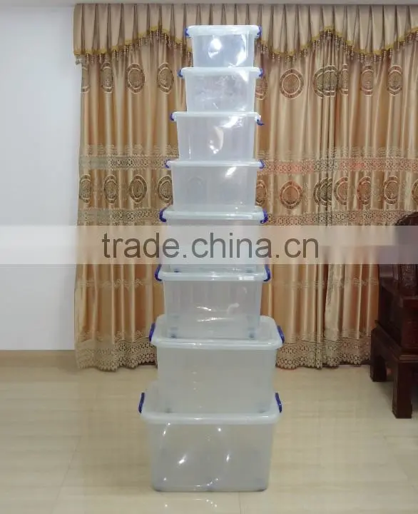 40L plastic storage box with wheels, lid and handle, storage bin