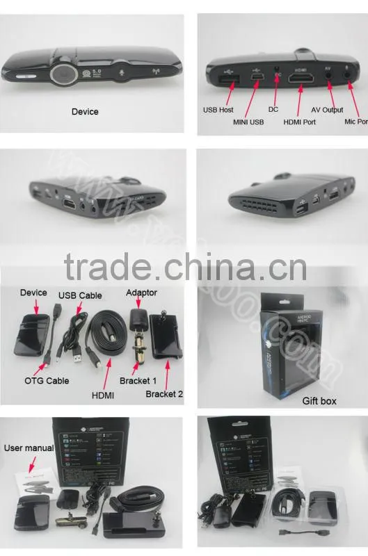 2013 New hot selling with camera (5.0 MP) android 4.0 tv box portable Android Mini PC HD2 Dual Mic AV WiFi RJ45 tv box for skype