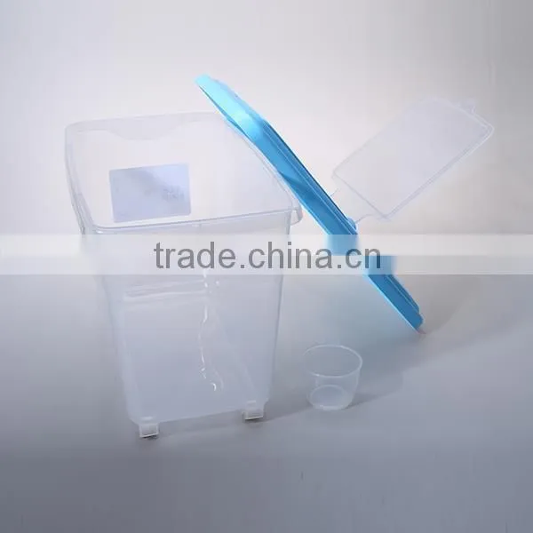 New arrival 15L plastic rice storage container, rice bucket with wheels