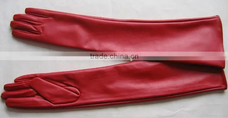 leather long gloves for women Lambskin and cashmere Lined