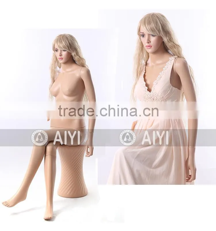 Sitting Sex Female Display Mannequin Model Plastic With Wig