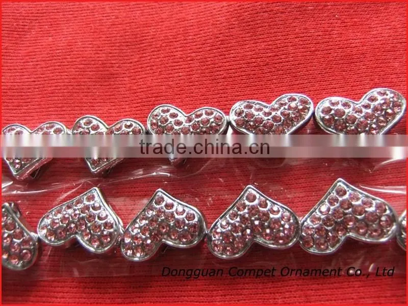 Produce slide diamond hearts Wholesale diamond letter 10 mm full rhinestone heart charm