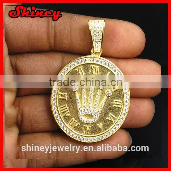 2014 yiwu china factory customize hip hop brass micro pave cz cross pendant