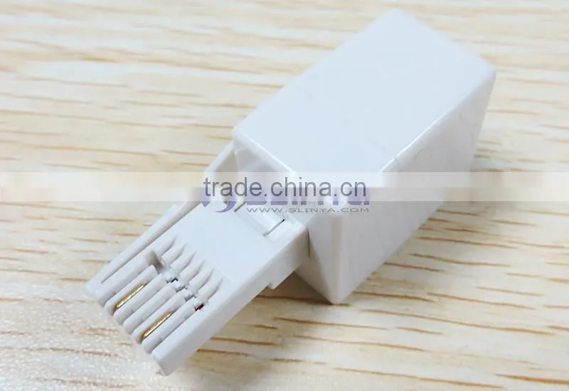 BT Male UK Plug to 6P4C RJ11 US Telephone Socket Cable Connector