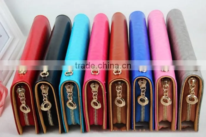 Women's Classic Multifunction PU blue coin purse wallet with Mustache