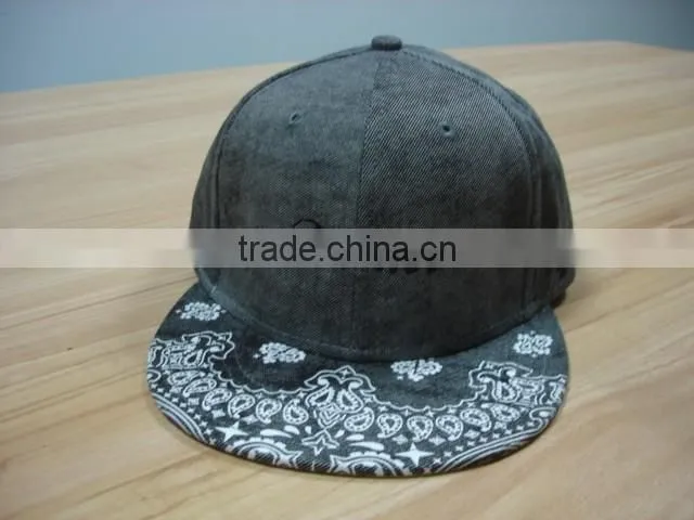 custom 2016 hot sell brim printed hats 6 panel flat embroidery gary snapback caps