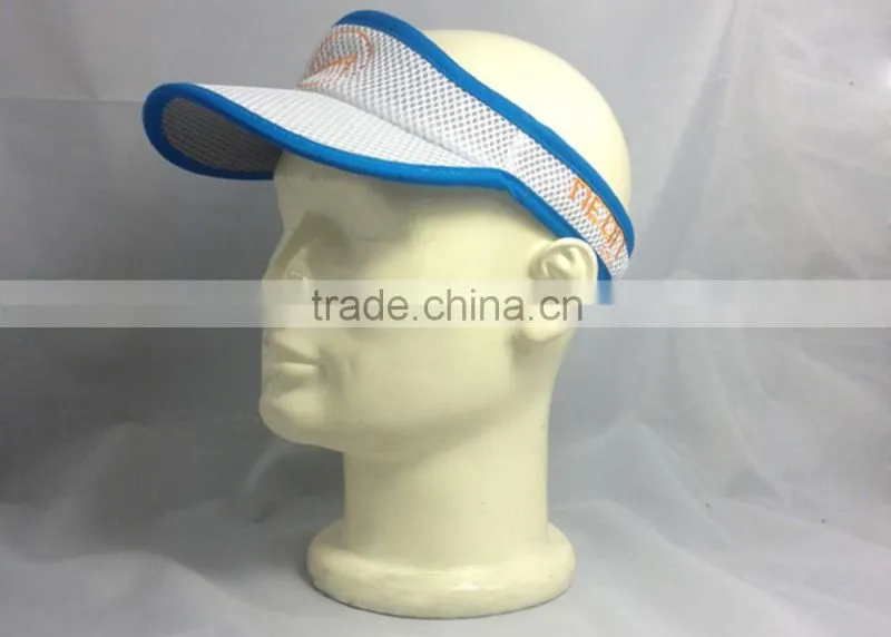 Breathable custom flat embroidered mesh sports air top sun visor cap