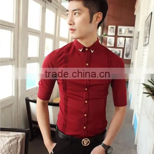 Red color men half sleeve shirts