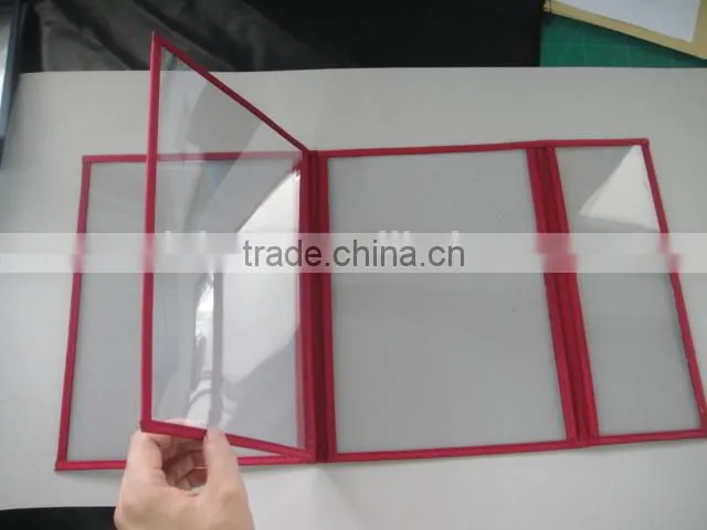 3 Folding PVC Clear Plastic Menu Covers