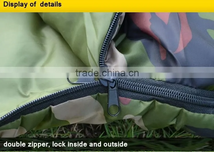 High quality Cotton Camping sleeping bag,for 3 seasons , envelope style, army or Military camouflage sleeping bags
